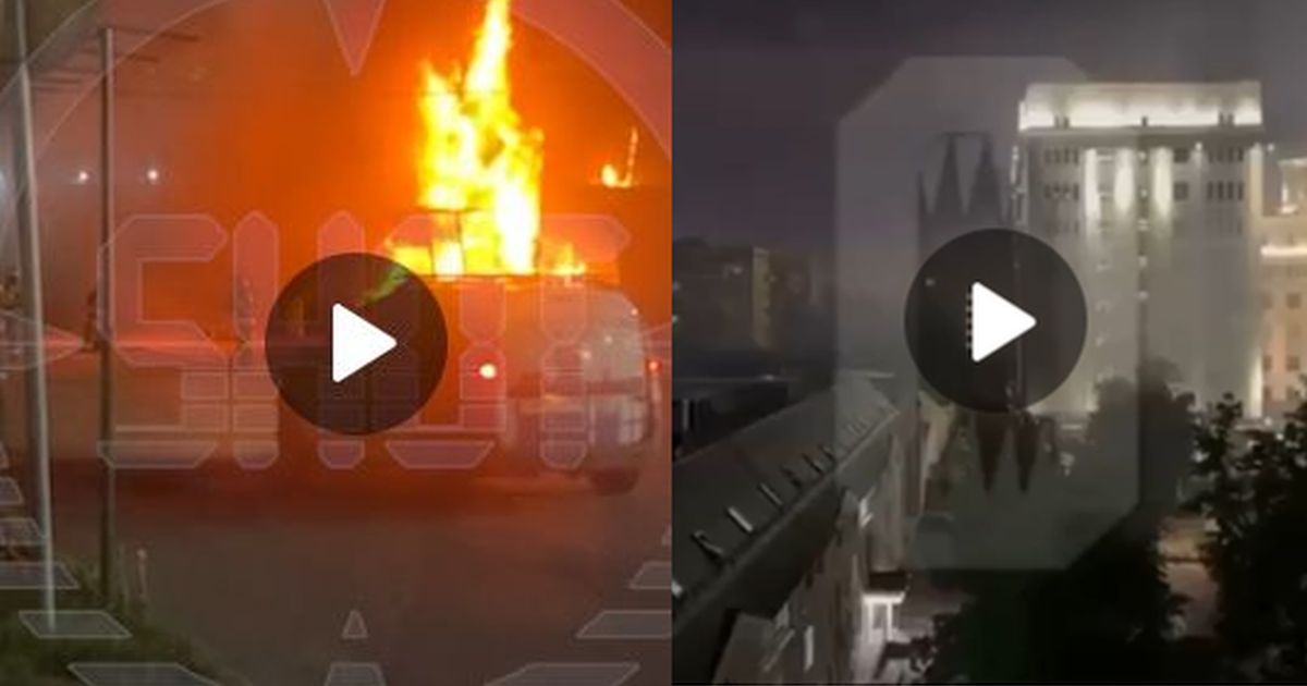 Яркие пожары в Москве: здание Минобороны РФ и рынок в Одинцово