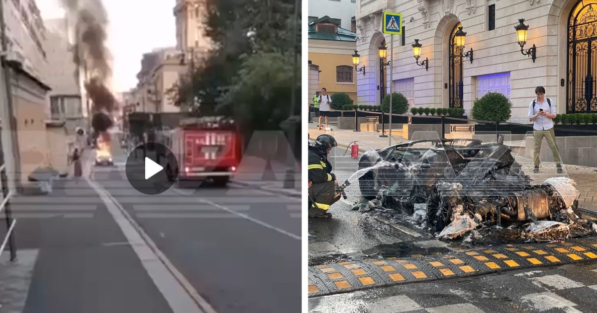 Красавица-Lamborghini сгорела дотла в центре Москвы