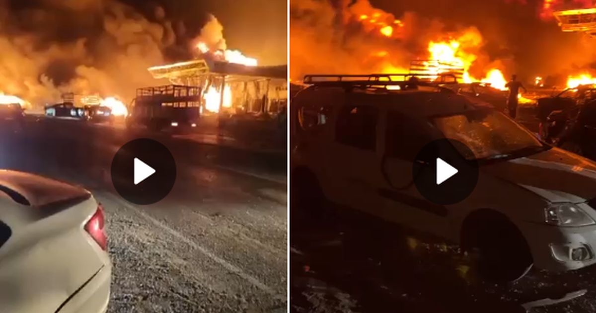 «Здесь как будто война»: мощный взрыв и пожар в автоцентре в Махачкале