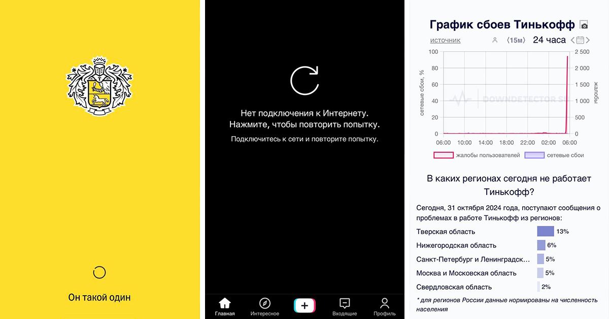 Сбой за сбоем: россияне жалуются на неполадки в работе TikTok и Тинькофф