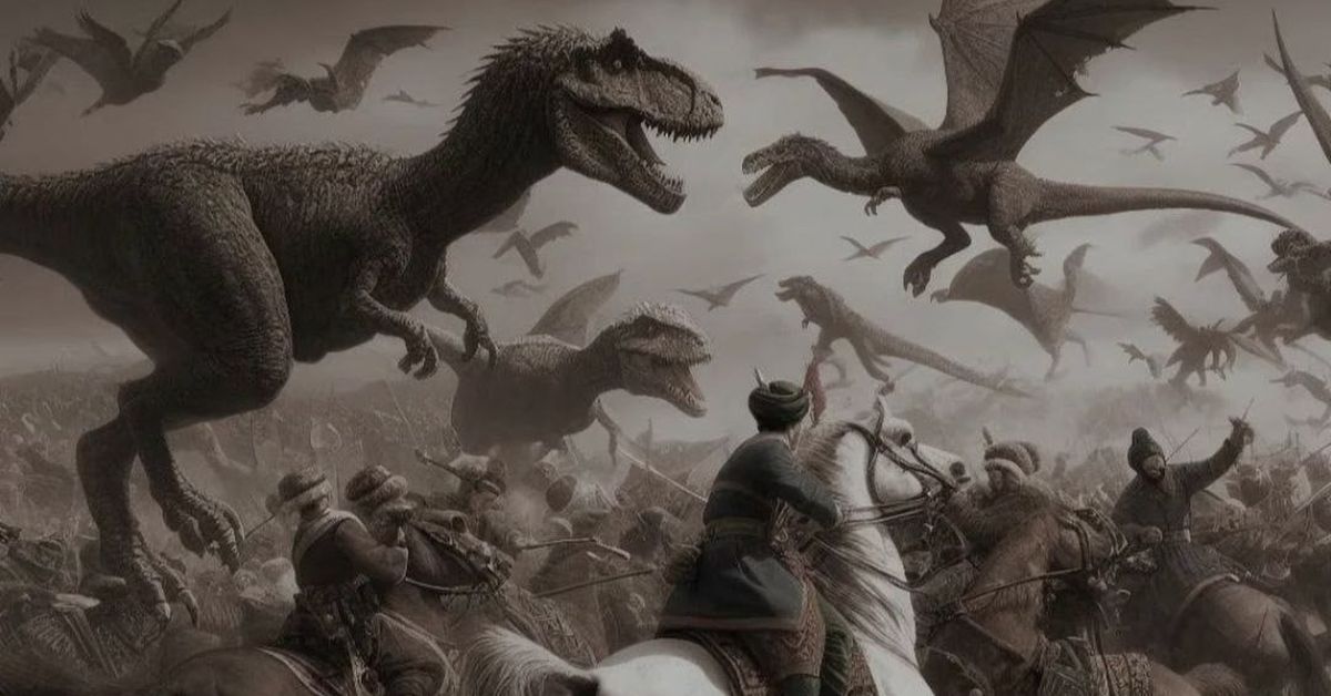 Миру явлены сцены войн древних казахов с динозаврами
